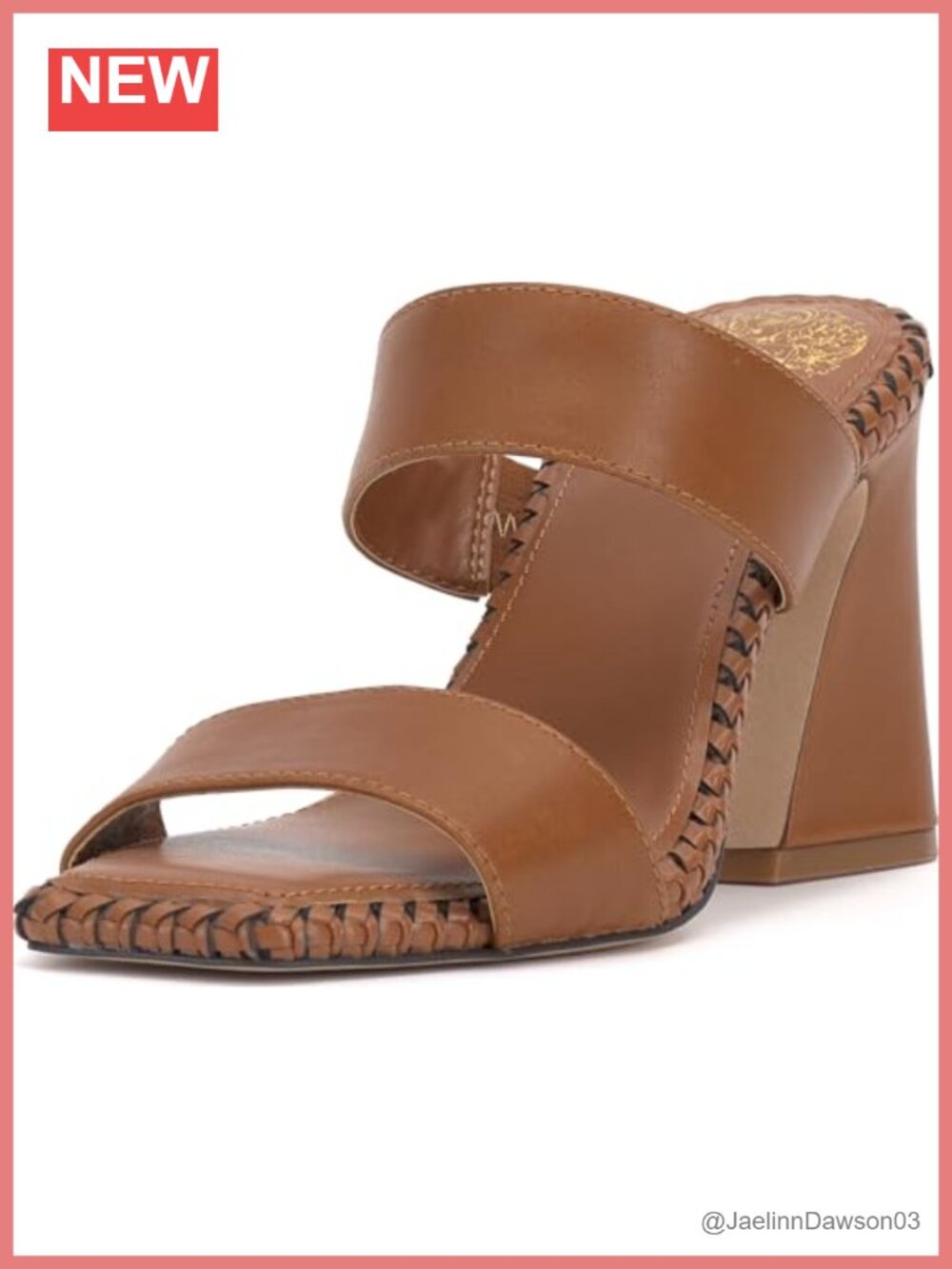 Vince Camuto Women's Kaden Leather Stitched Block Heel Mule Sandals Slip On